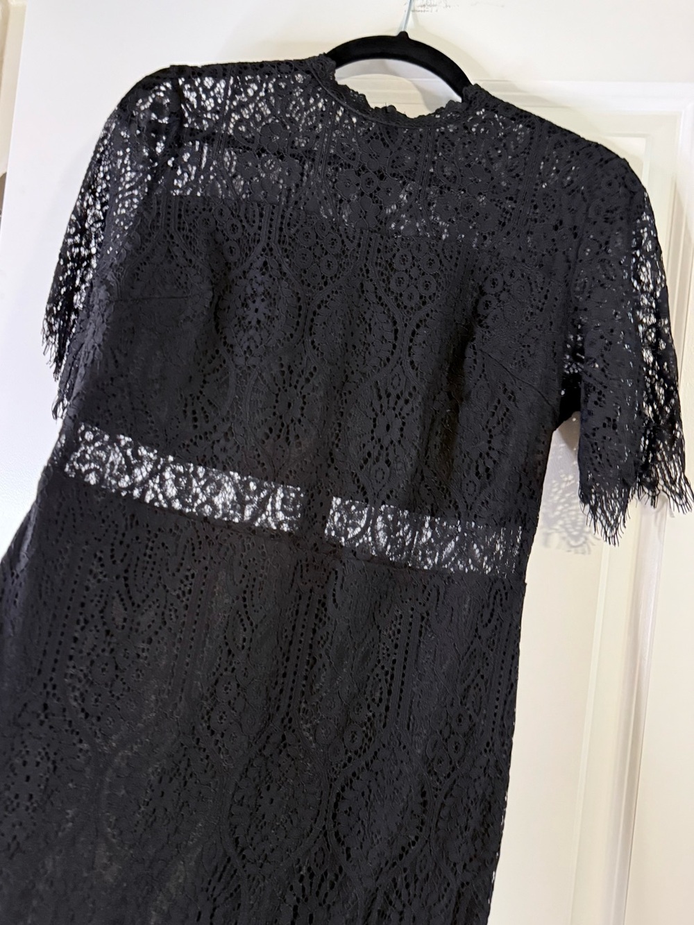 NEW Women’s Little Black Lace Dress High Neck Cocktail Short Sleeve Goth US10 - Picture 7 of 9